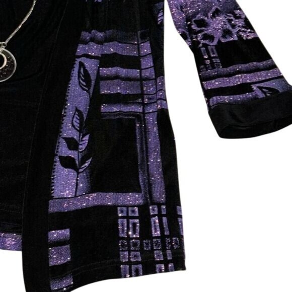 R&M Richards Petite 2-Piece Outfit Black Velvet Tank & Purple Glitter Jacket Siz - Picture 4 of 7